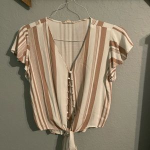 Sim & Sam white and tan striped blouse